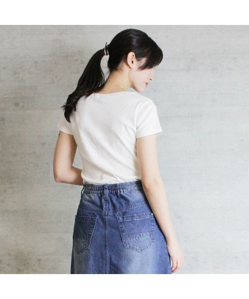 aity(アイティ)の「M-4L コットンフライス半袖Tシャツ 夏服(Tシャツ/カットソー・レディース・ブラック/オフホワイト/チャコールグレー/杢グレー/ネイビー・M/L/LL/3L/4L)」の7枚目の写真