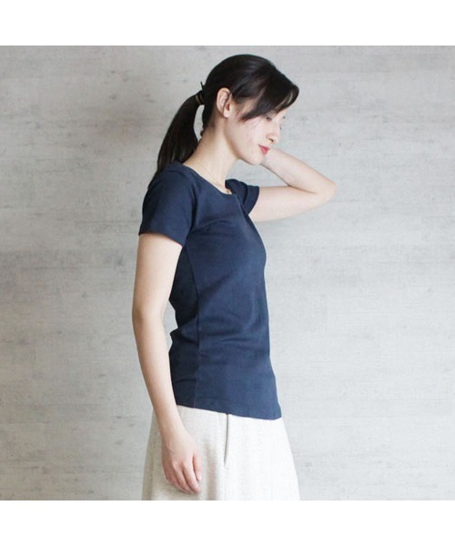 aity(アイティ)の「M-4L コットンフライス半袖Tシャツ 夏服(Tシャツ/カットソー・レディース・ブラック/オフホワイト/チャコールグレー/杢グレー/ネイビー・M/L/LL/3L/4L)」の14枚目の写真