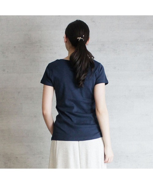 aity(アイティ)の「M-4L コットンフライス半袖Tシャツ 夏服(Tシャツ/カットソー・レディース・ブラック/オフホワイト/チャコールグレー/杢グレー/ネイビー・M/L/LL/3L/4L)」の15枚目の写真