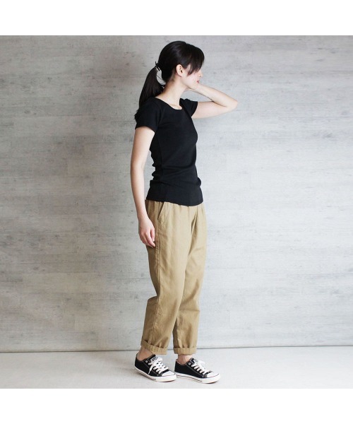 aity(アイティ)の「M-4L コットンフライス半袖Tシャツ 夏服(Tシャツ/カットソー・レディース・ブラック/オフホワイト/チャコールグレー/杢グレー/ネイビー・M/L/LL/3L/4L)」の20枚目の写真