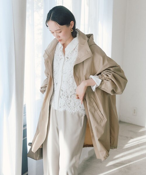 RIVE DROITE（リヴドロワ）の「【花粉ガード・撥水加工・UVカット機能】ドルマンフーディライトコート（その他アウター・レディース・カーキ/ベージュ/ブラウン・FREE）」の5枚目の写真