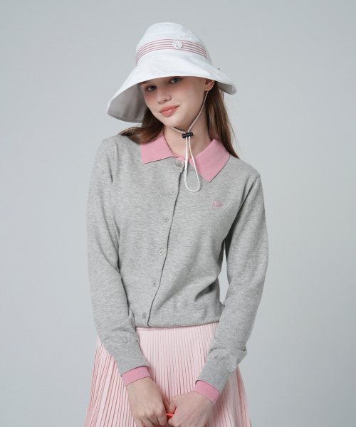 MONBIRDIE GOLF(モンバーディーゴルフ)の「マーク配色カーディガン GREY(カーディガン/ボレロ・レディース・チャコールグレー・FREE)」の1枚目の写真