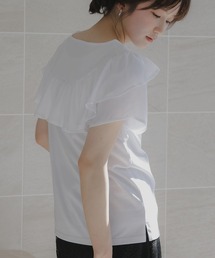 高身長 フリルデザインTシャツ(UVカット・接触冷感)(トールサイズ)Essenave