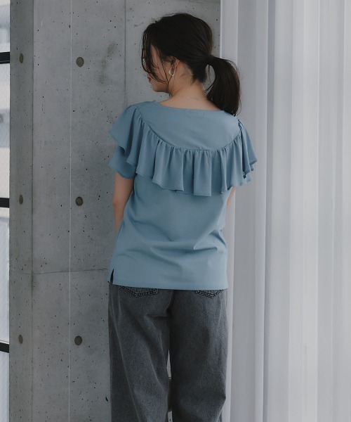 slattgir(スラットジール)の「高身長 フリルデザインTシャツ(UVカット・接触冷感)(トールサイズ)Essenave(Tシャツ/カットソー・レディース・オフホワイト/ブルー/ブラック・T5L/T4L/TLL/TL/T3L/TM)」の13枚目の写真