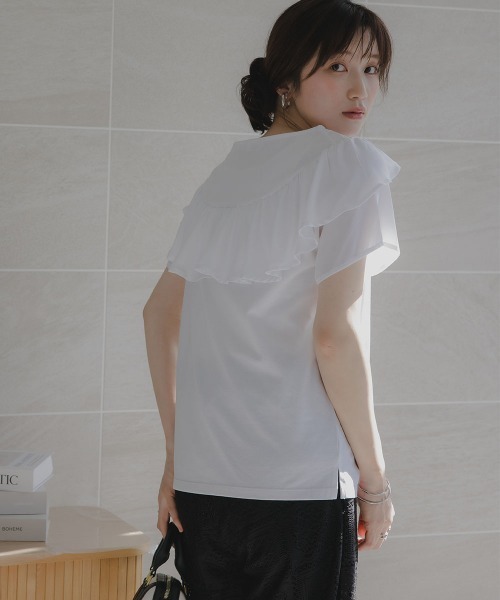 slattgir(スラットジール)の「高身長 フリルデザインTシャツ(UVカット・接触冷感)(トールサイズ)Essenave(Tシャツ/カットソー・レディース・オフホワイト/ブルー/ブラック・T5L/T4L/TLL/TL/T3L/TM)」の18枚目の写真