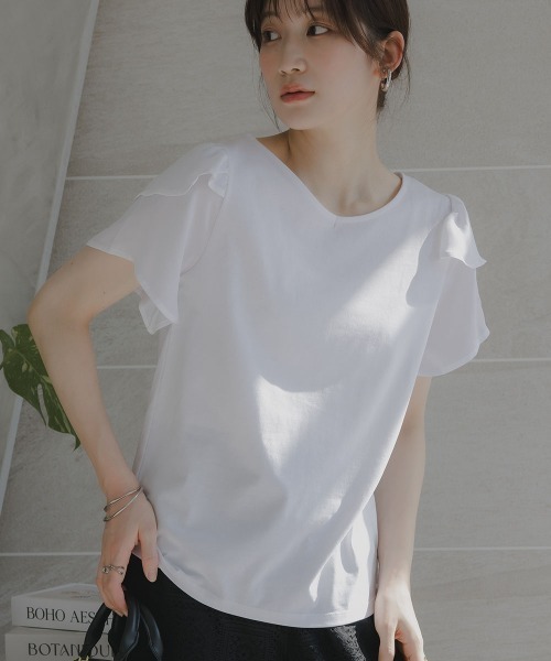slattgir(スラットジール)の「高身長 フリルデザインTシャツ(UVカット・接触冷感)(トールサイズ)Essenave(Tシャツ/カットソー・レディース・オフホワイト/ブルー/ブラック・T5L/T4L/TLL/TL/T3L/TM)」の19枚目の写真