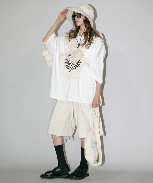 my beautiful landlet(マイビューティフルランドレット)の「【my beautiful landlet】 PIGMENT PRINT WASHED DENIM WIDE HALF PANTS - kinari(デニムパンツ・メンズ・キナリ・0/1)」の9枚目の写真