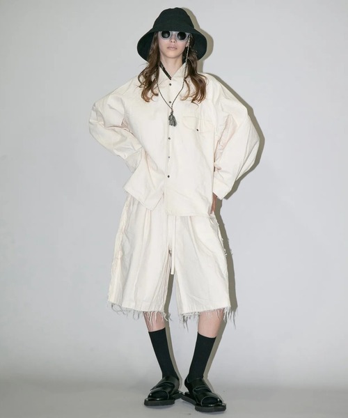 my beautiful landlet(マイビューティフルランドレット)の「【my beautiful landlet】 PIGMENT PRINT WASHED DENIM WIDE HALF PANTS - kinari(デニムパンツ・メンズ・キナリ・0/1)」の8枚目の写真