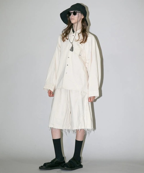 my beautiful landlet(マイビューティフルランドレット)の「【my beautiful landlet】 PIGMENT PRINT WASHED DENIM WIDE HALF PANTS - kinari(デニムパンツ・メンズ・キナリ・0/1)」の7枚目の写真
