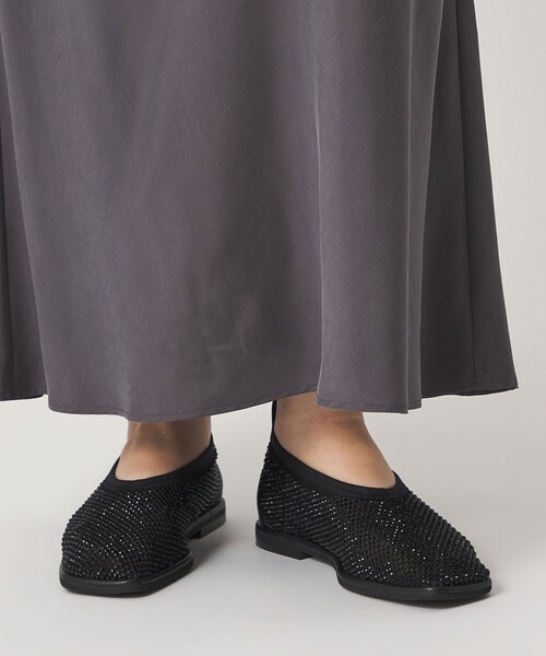 ODETTE E ODILE（オデットエオディール）の「スクエアビジューネット フラット10↑（パンプス・レディース・ブラック/ベージュ・25cm/24.5cm/24cm/23.5cm/23cm/22.5cm）」の3枚目の写真