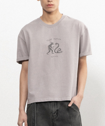 BEGIN202（ビギン202）の「ミョドク クロップTシャツ [ウォッシュドグレー]（Tシャツ/カットソー）」