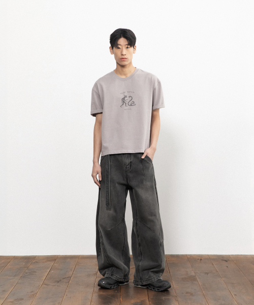 BEGIN202（ビギン202）の「ミョドク クロップTシャツ [ウォッシュドグレー]（Tシャツ/カットソー・メンズ・その他・3/2/1）」の5枚目の写真