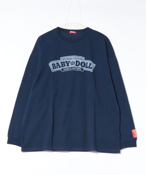 BABYDOLL(ベビードール)の「親子お揃い チャンキーアーチロゴロンT 1390A(Tシャツ/カットソー・レディース・ネイビー/オフホワイト・ユニセックスS/ユニセックスL/ユニセックスXL/ユニセックスM)」の2枚目の写真