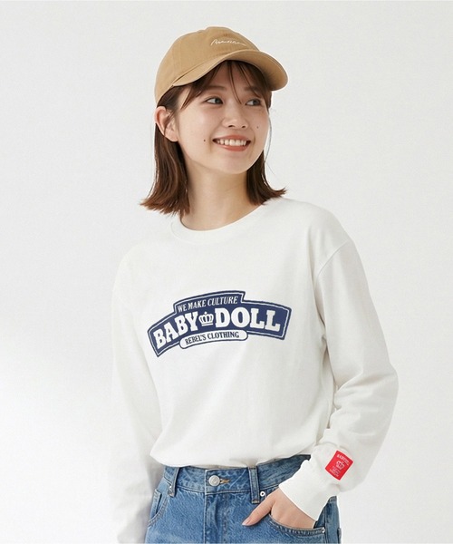 BABYDOLL(ベビードール)の「親子お揃い チャンキーアーチロゴロンT 1390A(Tシャツ/カットソー・レディース・ネイビー/オフホワイト・ユニセックスS/ユニセックスL/ユニセックスXL/ユニセックスM)」の1枚目の写真