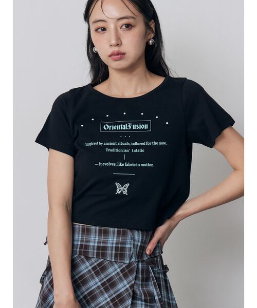 MURUA(ムルーア)の「オリエンタルフュージョンTシャツ(Tシャツ/カットソー・レディース・ブラック/ホワイト・FREE)」の1枚目の写真