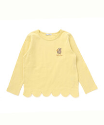 BeBe（ベベ）の「【抗菌防臭・UVカット】裾スカラップくま刺しゅう天竺長袖Tシャツ(90~130cm)（Tシャツ/カットソー）」