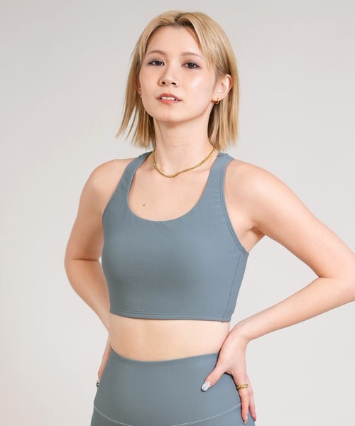 Ungrid(アングリッド)の「UNGRID/アングリッド ブラトップ バックオープン パット付き UVカット 水陸両用 セットアップ対応 560501 UT(タンクトップ・レディース・ブラック/ブルー・M/L)」の2枚目の写真