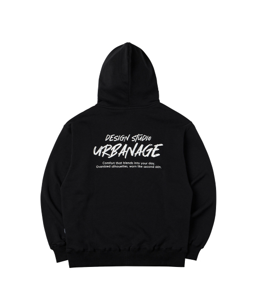 URBANAGE(アーバンエイジ)の「DESIGN STUDIO ロゴ オーバーサイズ フードパーカー ジップアップ_ブラック(パーカー・レディース・その他・MEDIUM/LARGE)」の2枚目の写真