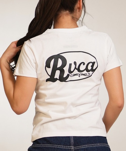 RVCA(ルーカ)の「RVCA/ルーカ 半袖 クロップド Tシャツ レディース CORRAL SS BABY TEE BG043207(Tシャツ/カットソー・レディース・ブラック/カモフラージュ/ホワイト・S/M)」の2枚目の写真