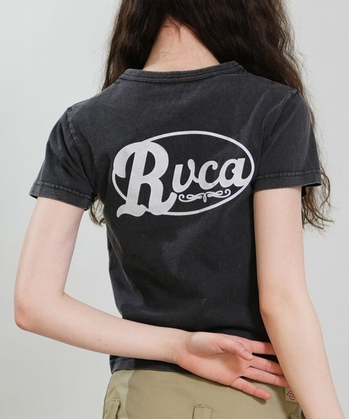 RVCA(ルーカ)の「RVCA/ルーカ 半袖 クロップド Tシャツ レディース CORRAL SS BABY TEE BG043207(Tシャツ/カットソー・レディース・ブラック/カモフラージュ/ホワイト・S/M)」の1枚目の写真