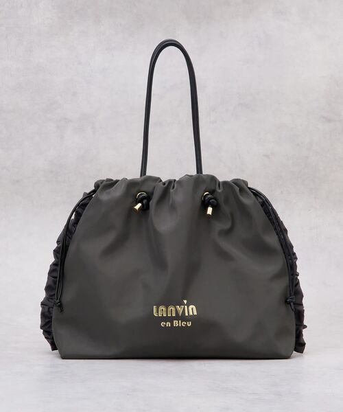 LANVIN en Bleu（ランバンオンブルー）の「サイドフリルドロストトートバッグ大（トートバッグ・レディース・チャコールグレー/ブラック・FREE）」の5枚目の写真