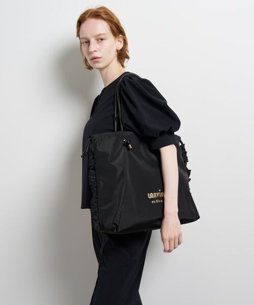LANVIN en Bleu（ランバンオンブルー）の「サイドフリルドロストトートバッグ大（トートバッグ・レディース・チャコールグレー/ブラック・FREE）」の17枚目の写真
