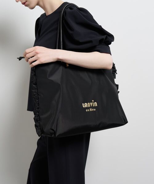 LANVIN en Bleu（ランバンオンブルー）の「サイドフリルドロストトートバッグ大（トートバッグ・レディース・チャコールグレー/ブラック・FREE）」の3枚目の写真