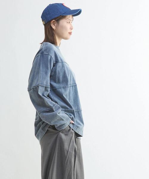 CONVERSE TOKYO（コンバーストウキョウ）の「PIGMENT DYED BORDER CUT-OFF TOP（Tシャツ/カットソー・レディース・ブラウン/ブラック/ネイビー・SMALL/MEDIUM）」の6枚目の写真