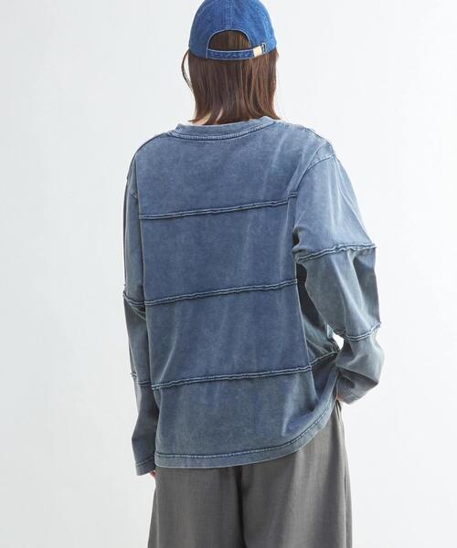 CONVERSE TOKYO（コンバーストウキョウ）の「PIGMENT DYED BORDER CUT-OFF TOP（Tシャツ/カットソー・レディース・ブラウン/ブラック/ネイビー・SMALL/MEDIUM）」の7枚目の写真