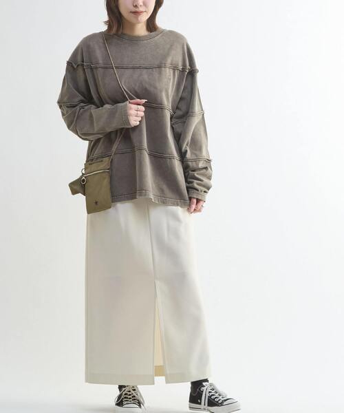 CONVERSE TOKYO（コンバーストウキョウ）の「PIGMENT DYED BORDER CUT-OFF TOP（Tシャツ/カットソー・レディース・ブラウン/ブラック/ネイビー・SMALL/MEDIUM）」の11枚目の写真