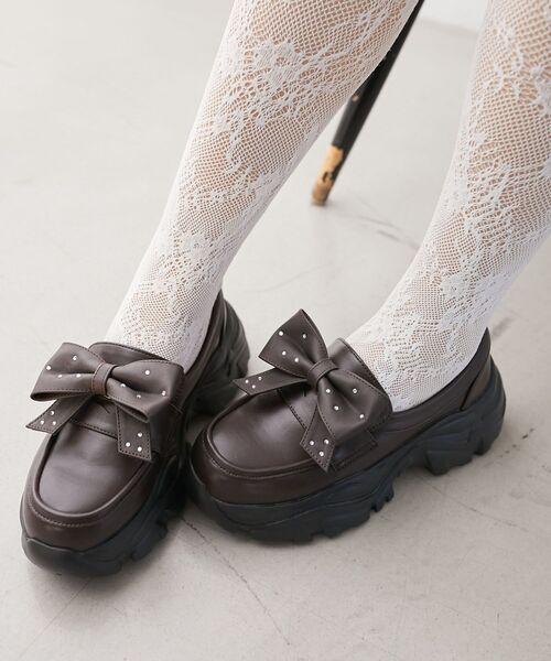 MAJESTIC LEGON（マジェスティックレゴン）の「取り外しリボンスニーカーローファー（ローファー・レディース・ブラック/ブラウン・X-LARGE/LARGE/MEDIUM/SMALL）」の6枚目の写真