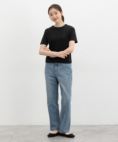 Honeys(ハニーズ)の「【UVカット】こだわり綿コンパクトT(Tシャツ/カットソー・レディース・ライトカーキ/グレイッシュベージュ/ブラウン/ピンク/オフホワイト/ネイビー/スミクロ/ブラック・S/LL/L/M)」の13枚目の写真