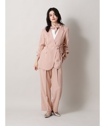 CIS.（シス）の「CIS. ノーカラージャケット&スカーフ ウォッシャブル リフラクスキャンバス ストライプ（テーラードジャケット）」