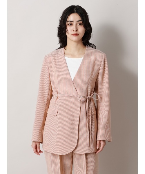 CIS.（シス）の「CIS. ノーカラージャケット&スカーフ ウォッシャブル リフラクスキャンバス ストライプ（テーラードジャケット・レディース・ブラック/オレンジ・36(7号)/38(9号)）」の13枚目の写真