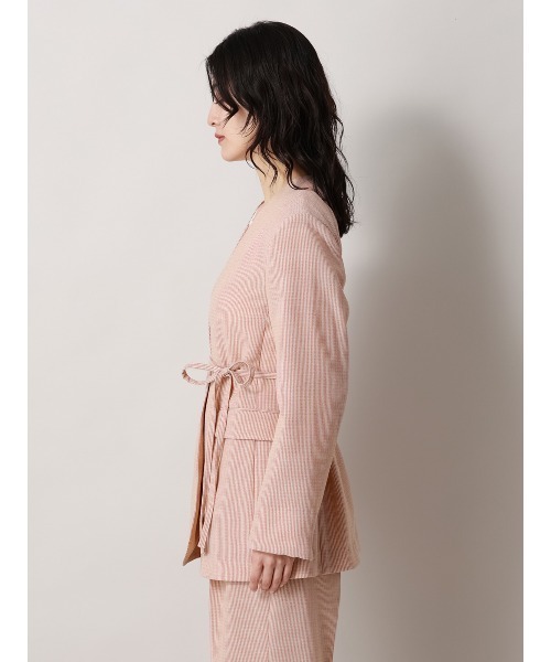 CIS.（シス）の「CIS. ノーカラージャケット&スカーフ ウォッシャブル リフラクスキャンバス ストライプ（テーラードジャケット・レディース・ブラック/オレンジ・36(7号)/38(9号)）」の14枚目の写真