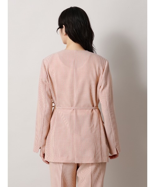 CIS.（シス）の「CIS. ノーカラージャケット&スカーフ ウォッシャブル リフラクスキャンバス ストライプ（テーラードジャケット・レディース・ブラック/オレンジ・36(7号)/38(9号)）」の15枚目の写真