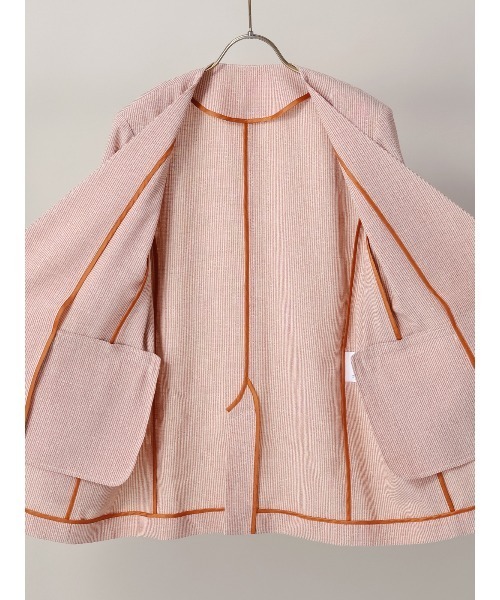 CIS.（シス）の「CIS. ノーカラージャケット&スカーフ ウォッシャブル リフラクスキャンバス ストライプ（テーラードジャケット・レディース・ブラック/オレンジ・36(7号)/38(9号)）」の16枚目の写真