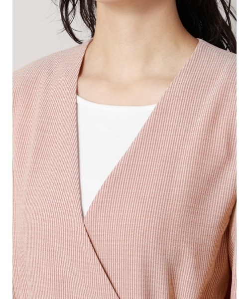 CIS.（シス）の「CIS. ノーカラージャケット&スカーフ ウォッシャブル リフラクスキャンバス ストライプ（テーラードジャケット・レディース・ブラック/オレンジ・36(7号)/38(9号)）」の17枚目の写真