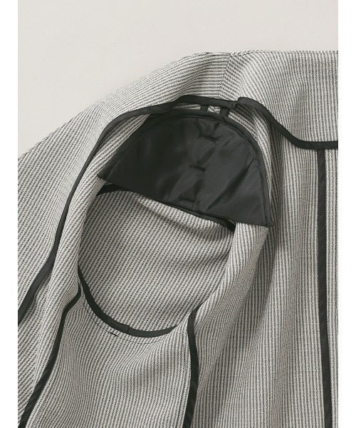 CIS.（シス）の「CIS. ノーカラージャケット&スカーフ ウォッシャブル リフラクスキャンバス ストライプ（テーラードジャケット・レディース・ブラック/オレンジ・36(7号)/38(9号)）」の3枚目の写真