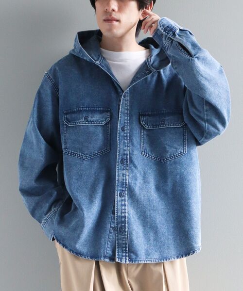 CRAFT STANDARD BOUTIQUE(クラフトスタンダードブティック)の「デニムフードシャツ(シャツ/ブラウス・メンズ・インディゴブルー/ブラック・L/M)」の1枚目の写真