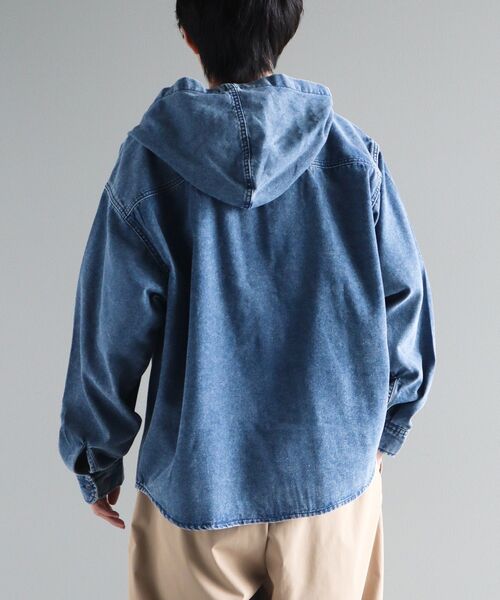 CRAFT STANDARD BOUTIQUE(クラフトスタンダードブティック)の「デニムフードシャツ(シャツ/ブラウス・メンズ・インディゴブルー/ブラック・L/M)」の4枚目の写真
