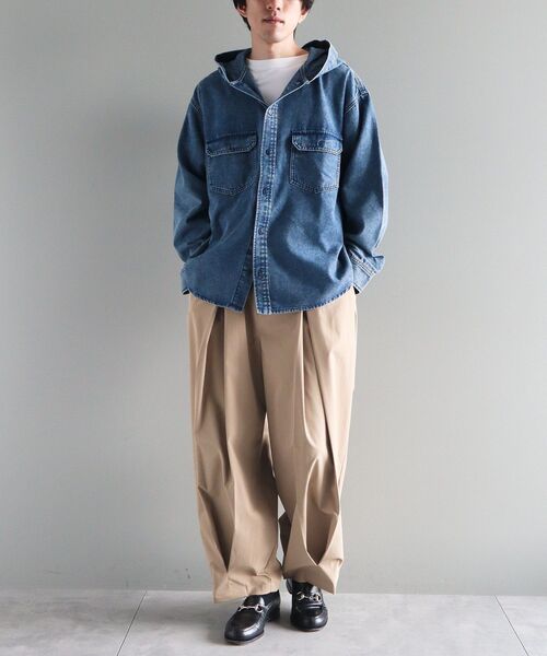 CRAFT STANDARD BOUTIQUE(クラフトスタンダードブティック)の「デニムフードシャツ(シャツ/ブラウス・メンズ・インディゴブルー/ブラック・L/M)」の5枚目の写真