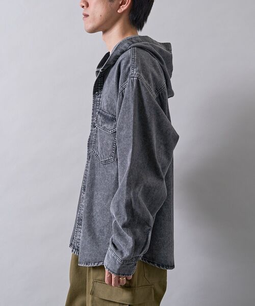 CRAFT STANDARD BOUTIQUE(クラフトスタンダードブティック)の「デニムフードシャツ(シャツ/ブラウス・メンズ・インディゴブルー/ブラック・L/M)」の10枚目の写真