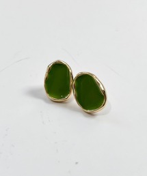 YU-KA:ゴールドフレーム オーバルピアス gold frame oval pierce