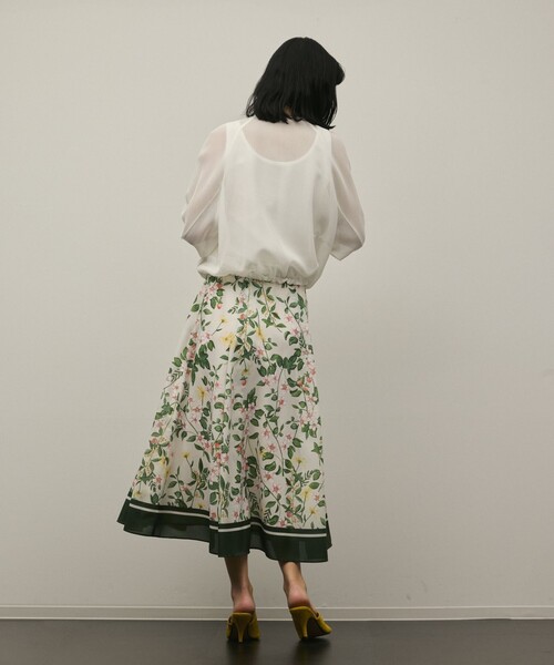 Diagram(ダイアグラム)の「プリントタックフレアスカート(スカート・レディース・ブラック/キナリ・36/38)」の5枚目の写真