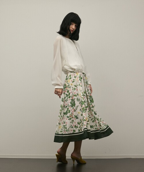 Diagram(ダイアグラム)の「プリントタックフレアスカート(スカート・レディース・ブラック/キナリ・36/38)」の6枚目の写真