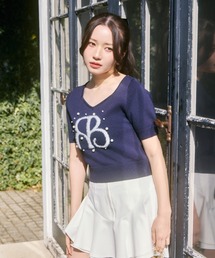 rienda | ジャガードRニットトップス　春服(ニット/セーター)