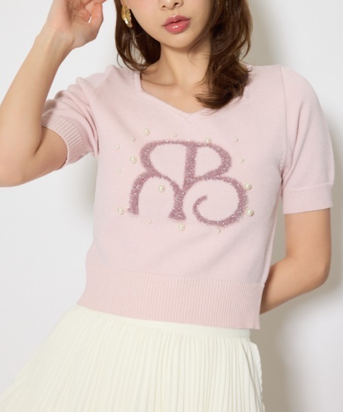 rienda(リエンダ)の「ジャガードRニットトップス 春服(ニット/セーター・レディース・ネイビー/ライトピンク/ホワイト・FREE)」の3枚目の写真