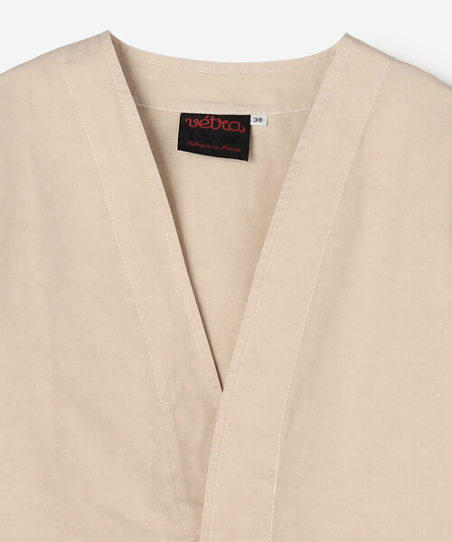 VETRA(ベトラ)の「VETRA | 〈別注〉コットンリネン ノーカラージャケット WOMEN(ノーカラージャケット・レディース・ベージュ系その他/ネイビー・38)」の10枚目の写真