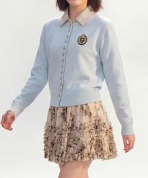 HOOK for girls 配色ストライプ襟付きカーディガン